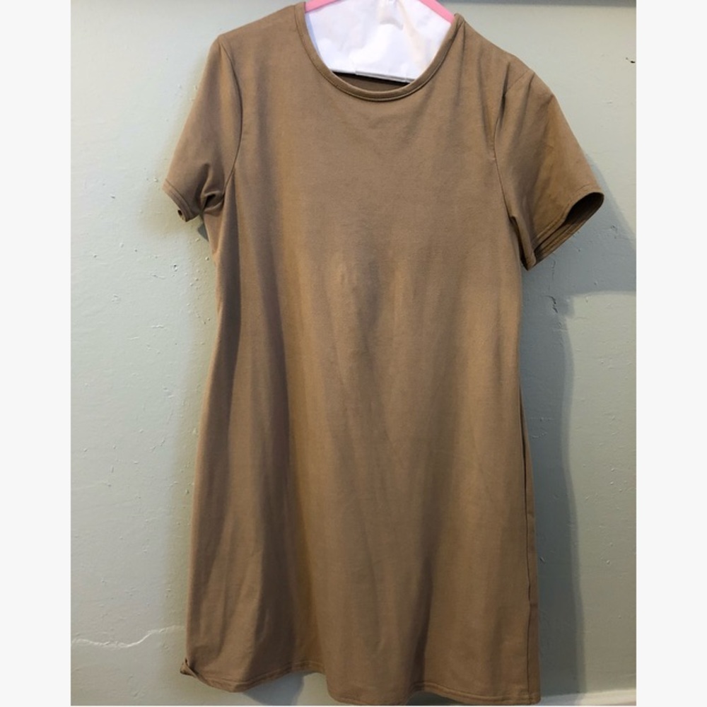 Nude Fuex Suede T shirt Dress